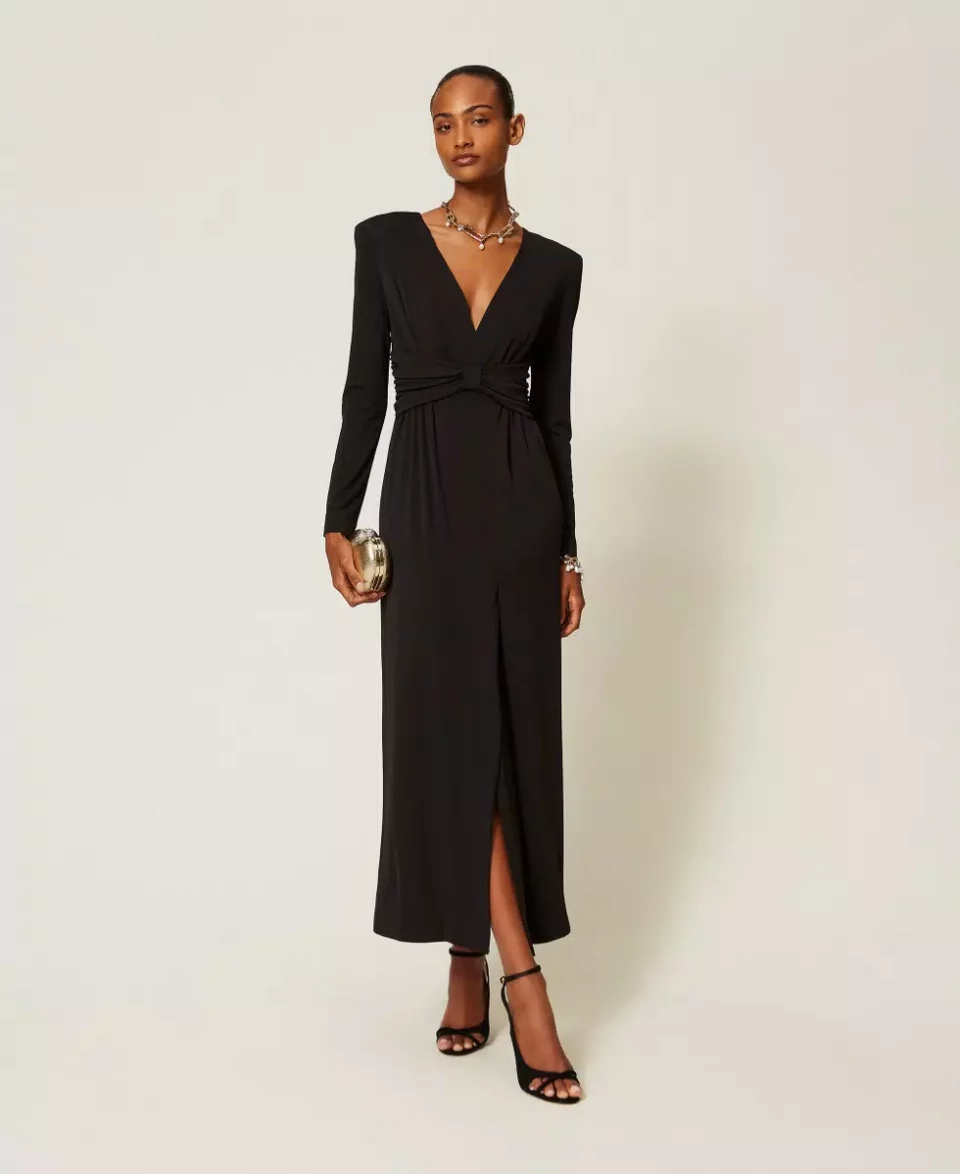 Vestido largo con drapeado